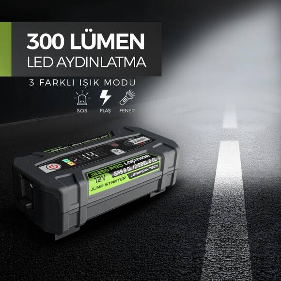 Lokithor J2250PRO 12V 2250Amp LiFePO4 Akıllı Akü Takviye + Powerbank + Led Lamba - 6