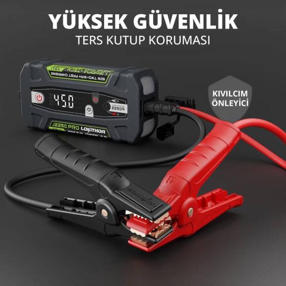 Lokithor J2250PRO 12V 2250Amp LiFePO4 Akıllı Akü Takviye + Powerbank + Led Lamba - 9