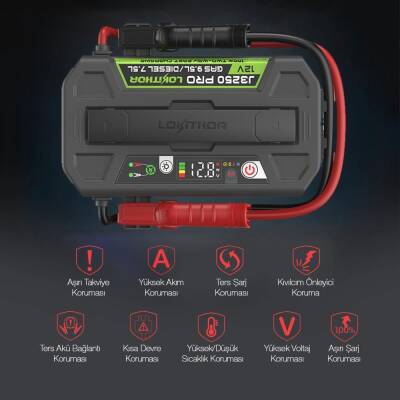 Lokithor J3250PRO 12V 3250Amp LiFePO4 Akıllı Akü Takviye + Powerbank + Led Lamba - 8