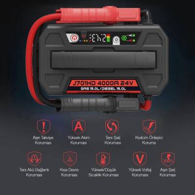 Lokithor J701HD 24V 4000Amp Li-Polimer Akıllı Akü Takviye + Powerbank + Led Lamba - 8