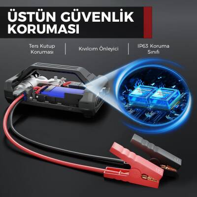 Lokithor JA2500 12V 2500Amp LiFePO4 Akıllı Akü Takviye + Pompa + Powerbank + Led Lamba - 8
