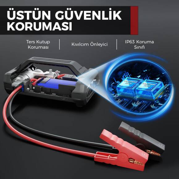 Lokithor JA2500 12V 2500Amp LiFePO4 Akıllı Akü Takviye + Pompa + Powerbank + Led Lamba - 8