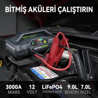 Lokithor JA3000PRO 12V 3000Amp LiFePO4 Akıllı Akü Takviye + Pompa + Powerbank + Led Lamba - Lokithor (1)