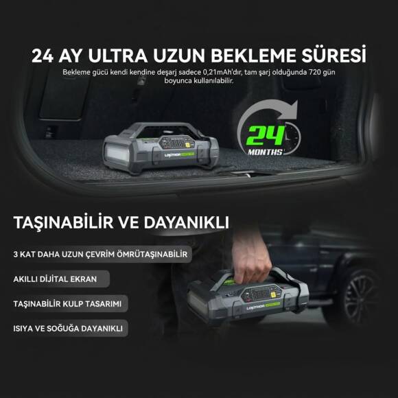 Lokithor JA3000PRO 12V 3000Amp LiFePO4 Akıllı Akü Takviye + Pompa + Powerbank + Led Lamba - 7