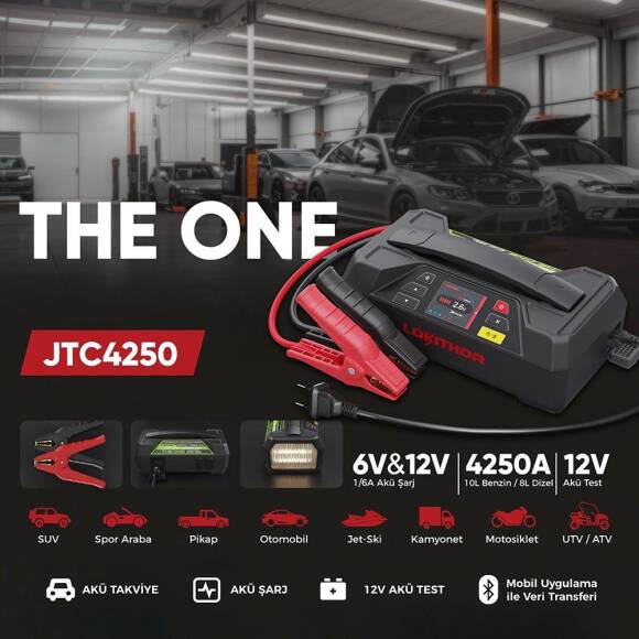 Lokithor JTC4250 12V/220V 4250Amp LiFePO4 Akıllı Akü Test + Akü Takviye + Akü Şarj Cihazı - 2