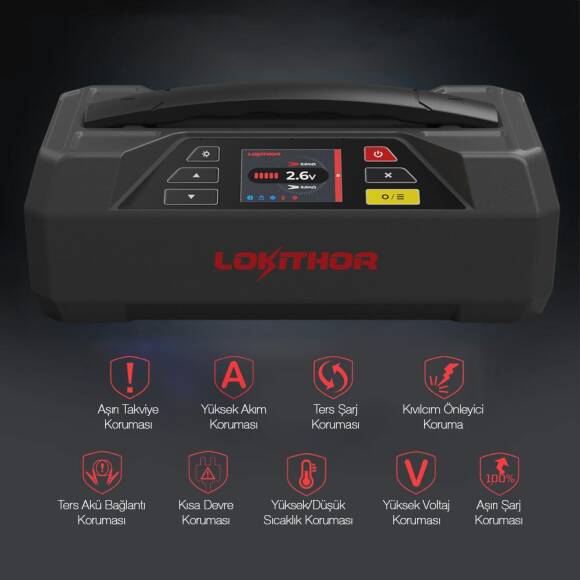 Lokithor JTC4250 12V/220V 4250Amp LiFePO4 Akıllı Akü Test + Akü Takviye + Akü Şarj Cihazı - 7