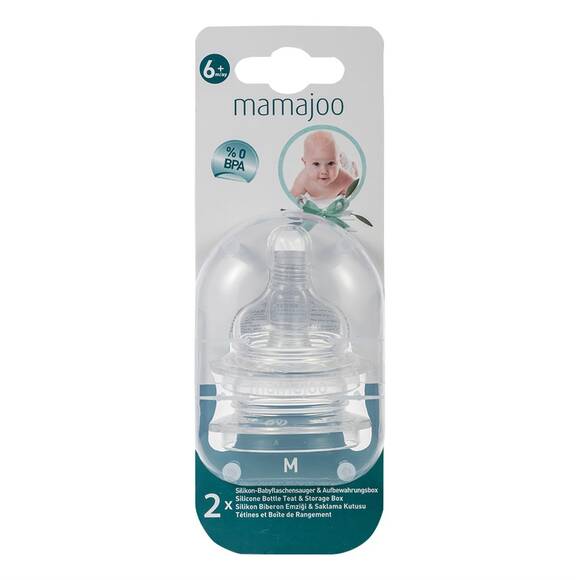 Mamajoo %0 BPA Silikon Biberon Emziği İkili M No.2 6 ay+ - 1