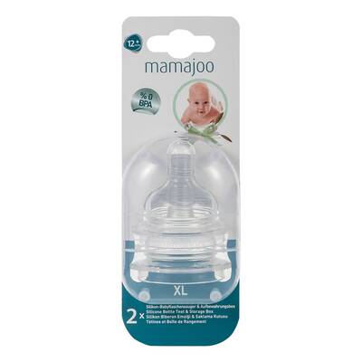 Mamajoo - Mamajoo %0 BPA Silikon Biberon Emziği İkili XL No.4 Yoğun Akış