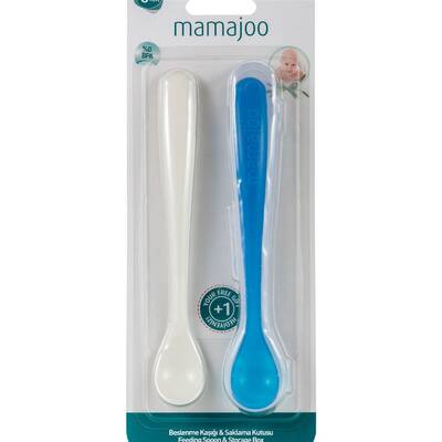 Mamajoo 2´li Beslenme Kaşığı & Saklama Kutusu / Mavi - Thumbnail