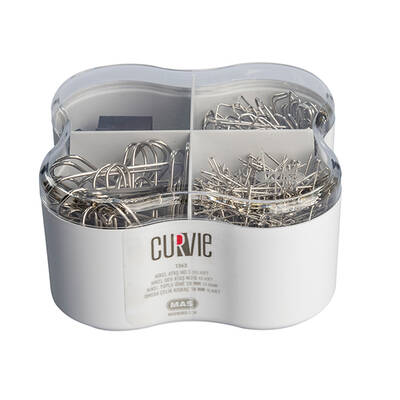 Curvie - Mas 1363 Curvie Nikel Ataş No:3 Nikel Dev Ataş No:5 Nikel Toplu İğne 28mm Omega Çelik Kıskaç 19mm