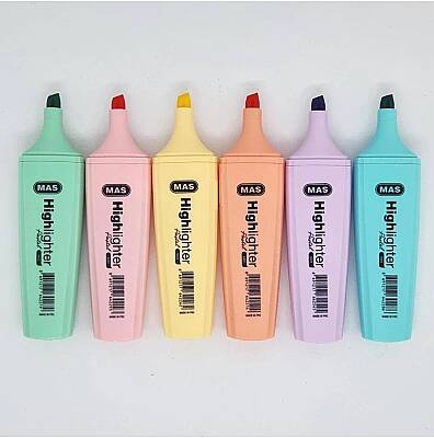 Mas 6424 Fosforlu Kalem Pastel 6'lı - Mas (1)