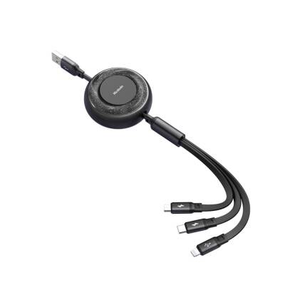 Mcdodo CA-3570 3in1 Makaralı Iphone Micro TypeC Şarj Data Kablo 1.2m-Siyah - 3