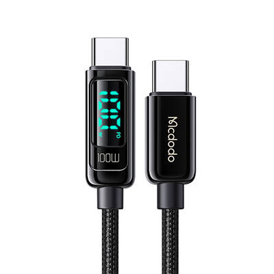 Mcdodo - Mcdodo CA-8820 Type-C to Type-C 100W PD Dijital Ekranlı Data Şarj Kablosu 5A 1.2 m Siyah