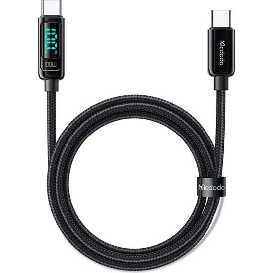 Mcdodo - Mcdodo CA-8820 Type-C to Type-C 100W PD Dijital Ekranlı Data Şarj Kablosu 5A 1.2 m Siyah (1)