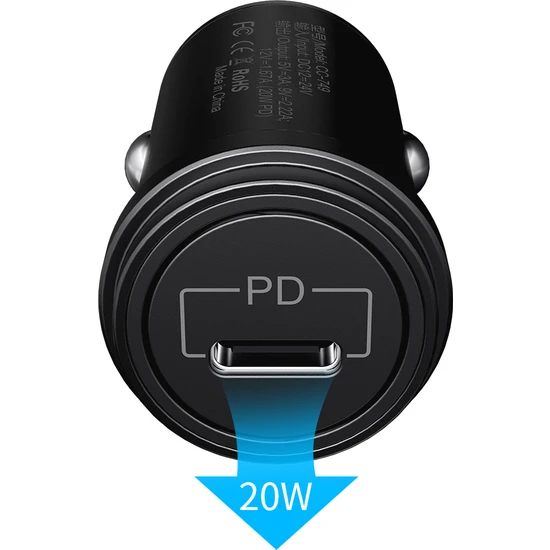 Mcdodo CC-7490 20W PD Hızlı Şarj Çakmaklık Siyah - Thumbnail