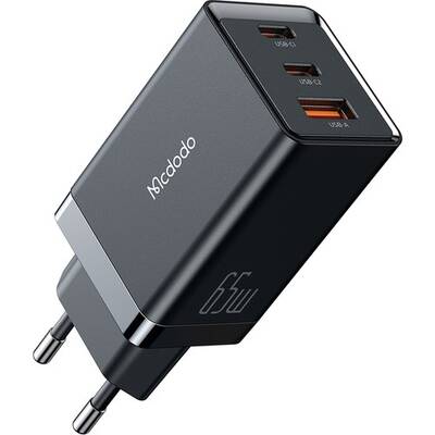 Mcdodo CH-1540 65W Gan 5 Pro 2xtype-C 1xusb Girişli Şarj Adaptörü Siyah - Thumbnail