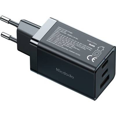 Mcdodo CH-1540 65W Gan 5 Pro 2xtype-C 1xusb Girişli Şarj Adaptörü Siyah - Thumbnail