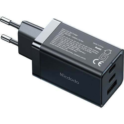 Mcdodo CH-1540 65W Gan 5 Pro 2xtype-C 1xusb Girişli Şarj Adaptörü Siyah