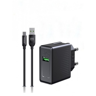 Mcdodo CH-5800 Vooc 22.5W 5A Tek USB Çıkışlı + Type C Kablolu Seyahat Şarj Set Siyah - Thumbnail