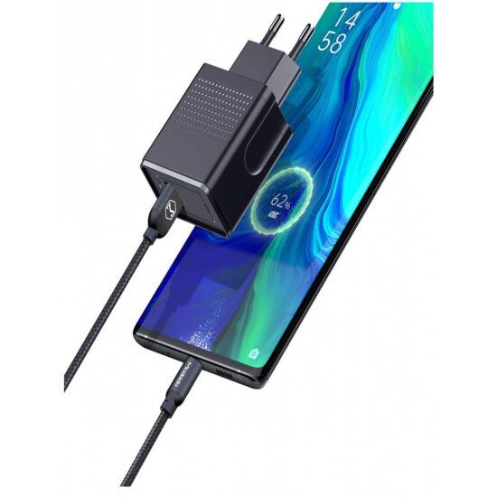 Mcdodo CH-5800 Vooc 22.5W 5A Tek USB Çıkışlı + Type C Kablolu Seyahat Şarj Set Siyah
