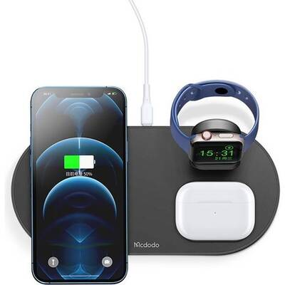 Mcdodo Ch-7061 3in 1 Magnetic Wireless Şarj Aleti-Siyah - Thumbnail