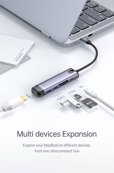 Mcdodo HU-7740 6in1 USB HUB Çoğaltıcı Gri - 2