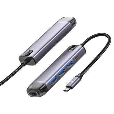 Mcdodo - Mcdodo HU-7750 5 in 1 USB HUB Çoğaltıcı Gri