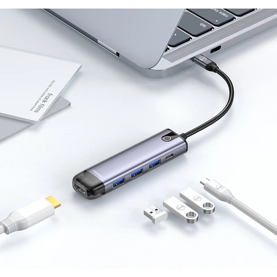 Mcdodo HU-7750 5 in 1 USB HUB Çoğaltıcı Gri - Thumbnail