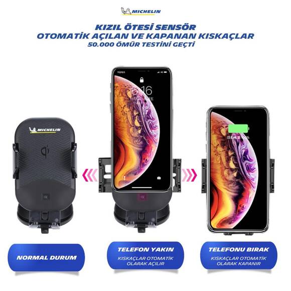 Michelin MC33368 Wireless Telefon Şarj Cihazı ve Dokunmatik Akıllı Telefon Tutucu - 4