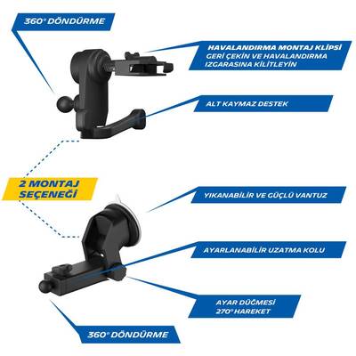 Michelin MC33368 Wireless Telefon Şarj Cihazı ve Dokunmatik Akıllı Telefon Tutucu - Thumbnail
