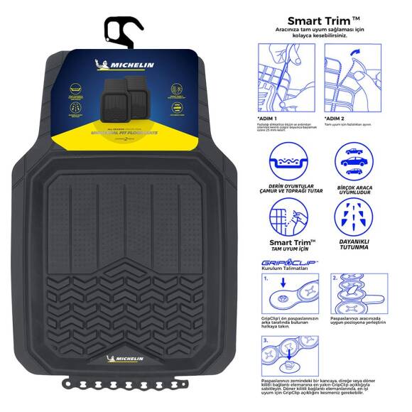 Michelin MC34594 Tüm Araçlara Uyumlu 2 Parça Üniversal 3D Havuzlu Oto Paspas - 2
