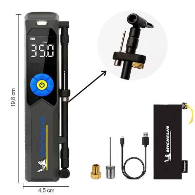 Michelin MC34648 Şarjlı Li-ion 150 PSI Taşınabilir Dijital Basınç Göstergeli Led Aydınlatmalı Lastik Şişirme Pompası - 7