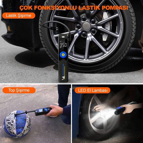 Michelin MC34648 Şarjlı Li-ion 150 PSI Taşınabilir Dijital Basınç Göstergeli Led Aydınlatmalı Lastik Şişirme Pompası - 3