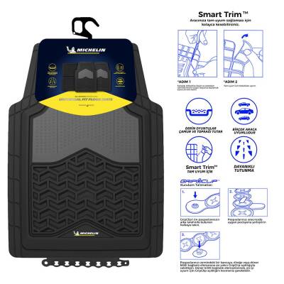 Michelin MC34891 Tüm Araçlara Uyumlu 4 Parça Üniversal 3D Havuzlu Oto Paspas - Michelin (1)