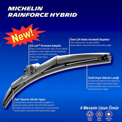Michelin Rainforce™ MC19814 35CM 1 Adet Universal Hibrit Silecek - Thumbnail