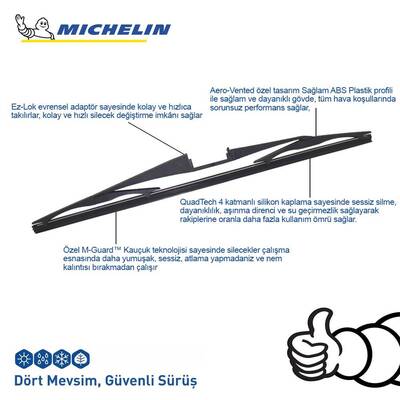 Michelin Rainforce™ MCR275 27,5CM 1 Adet Universal Telli Hibrit Arka Silecek - 3