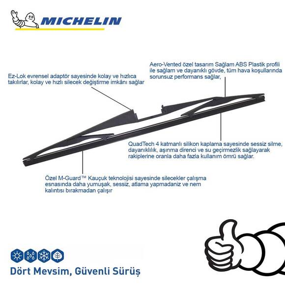 Michelin Rainforce™ MCR350 35CM 1 Adet Universal Telli Hibrit Arka Silecek - 4