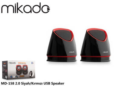 Mikado MD-158 2.0 Siyah/Kırmızı USB Speaker Hoparlör - Thumbnail
