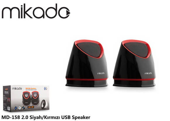 Mikado MD-158 2.0 Siyah/Kırmızı USB Speaker Hoparlör