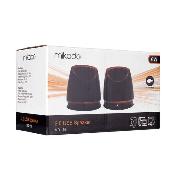 Mikado MD-158 2.0 Siyah/Kırmızı USB Speaker Hoparlör