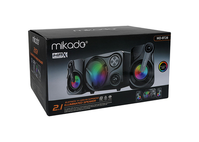 Mikado MD-Bt28 5W+3W x 2 Bt, Tf Card, Usb, Fm, Radyo Siyah Led Işıklı Speaker - Thumbnail