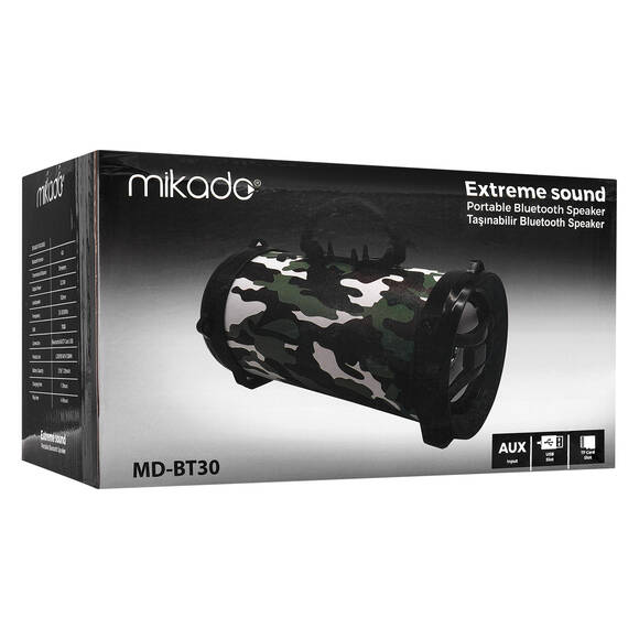 Mikado MD-BT30 Yeşil Kamuflaj Desenli Bluetooth AUX+USB+SD Kartlı Speaker - 4