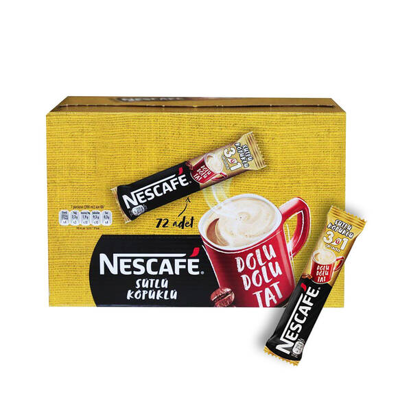 Nescafe 3'ü 1 Arada Sütlü Köpüklü 17,5 gr 72'li Paket