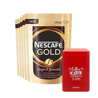 Nestle - Nescafe Gold Kahve 100 gr 5 Adet Alana Saklama Kutusu Hediye