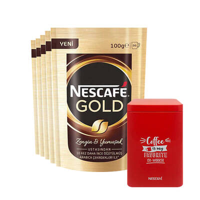 Nescafe Gold Kahve 100 gr 5 Adet Alana Saklama Kutusu Hediye - Nestle