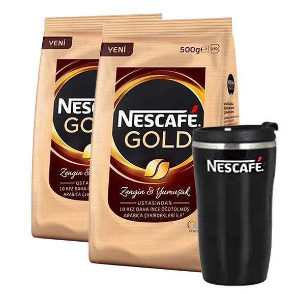 Nescafe Gold Kahve 500 gr 2 Adet Alana Nescafe Thermo Mug Hediye - 1