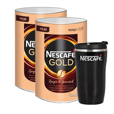Nescafe - Nescafe Gold Kahve Teneke 900 gr 2 Adet Alana Thermo Mug Hediye