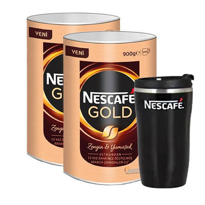 Nescafe Gold Kahve Teneke 900 gr 2 Adet Alana Thermo Mug Hediye - 1