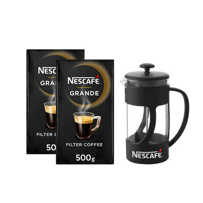 Nescafe Grande Öğütülmüş Filtre Kahve 500 gr 2 Adet Alana Nescafe French Press Hediye 