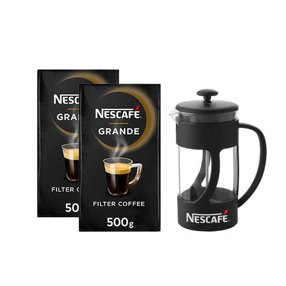 Nescafe Grande Öğütülmüş Filtre Kahve 500 gr 2 Adet Alana Nescafe French Press Hediye